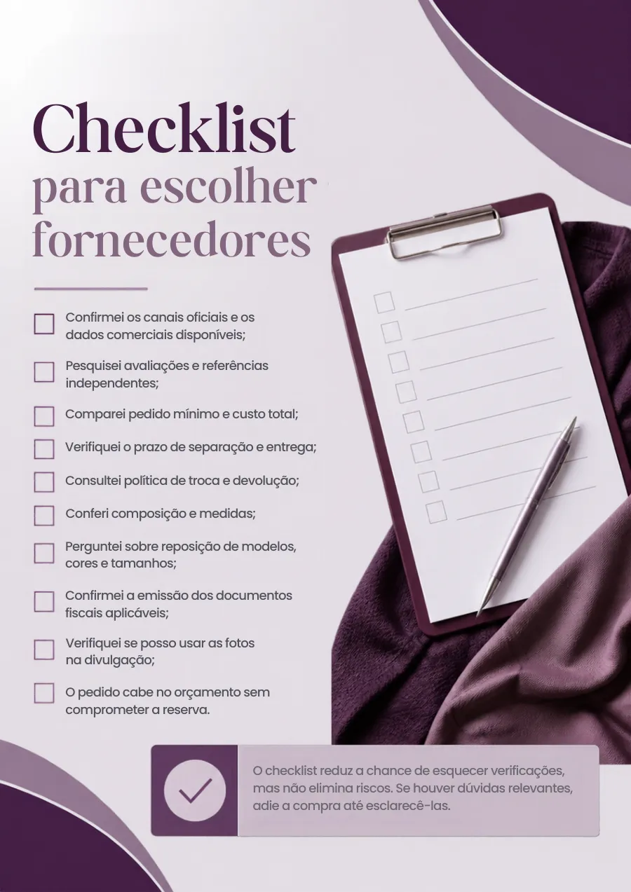 Página do guia com o checklist para escolher fornecedores